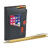 Pierre Cardin Mobilo Gift Set of Black Notebook & Gold Ball Pen
