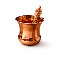 Pure Copper Tamba Panch Patra with Achmani Pali Spoon