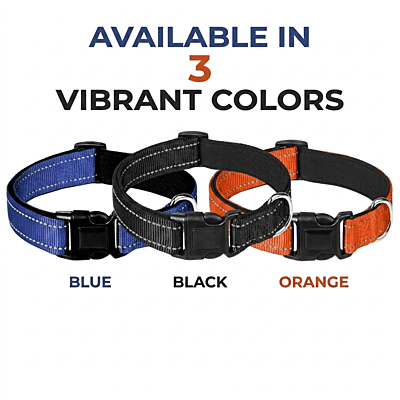 Reflective Nylon Dog Collar Soft Padded (Pack of 2) Reflective Nylon Dog Collar Soft Padded (Pack of 2)