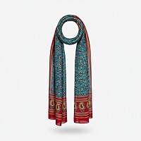 Silk Blend Multicolour Dupatta | Floral Print, Tasselled Border
