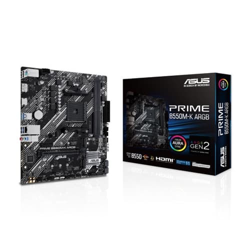 Asus Prime B550M-K ARGB M-ATX Motherboard – AM4 | DDR4 | PCIe x16 | DisplayPort | 3 Years Warranty