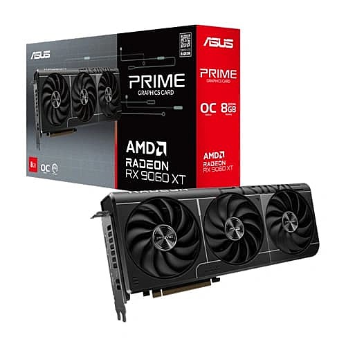 ASUS Prime RX 9060 XT OC Edition 8GB GDDR6 Graphics Card – Triple Fan | 4K Support