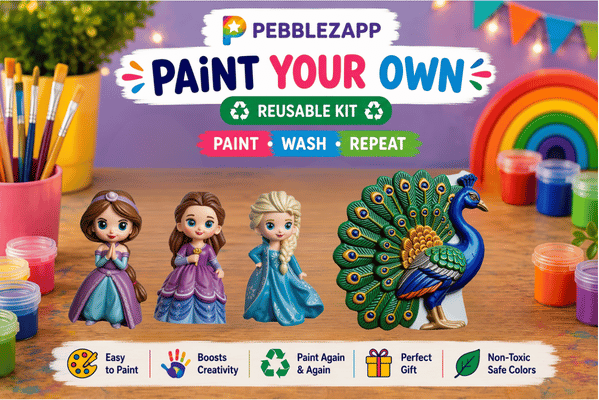 Reusable 3 Princess + 1 Big Peacock Reusable Statue DIY Painting Kit