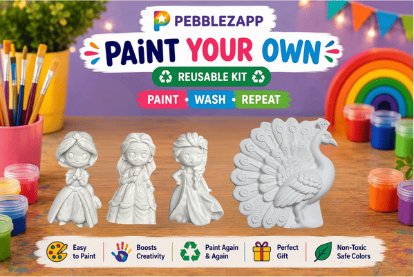 Reusable 3 Princess + 1 Big Peacock Reusable Statue DIY Painting Kit