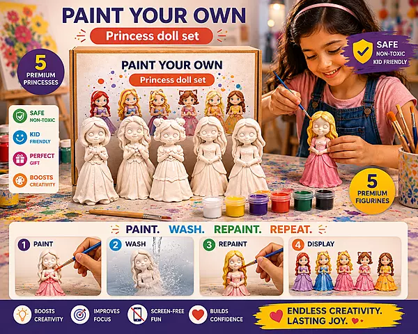 Reusable Princess Doll DIY Painting Kit for Girls โ Set of 4