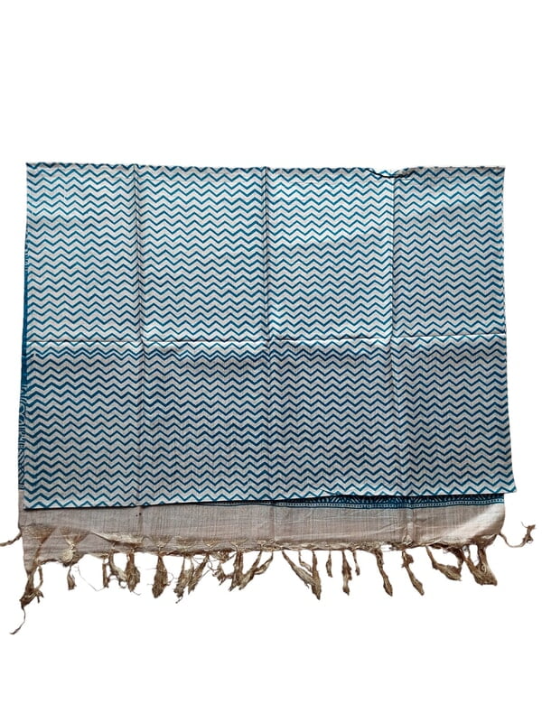 Teal Batik Print Cotton Silk Dupatta