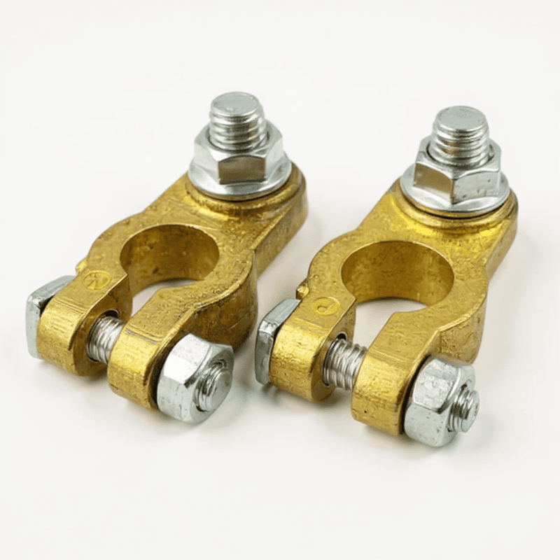 Brass Battery Terminal Connectors β Top Post Clamp Set (Pair) -ve & +ve