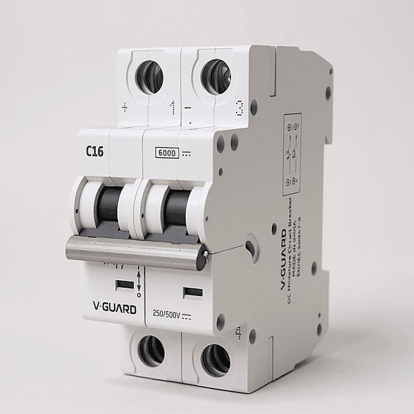 V-Guard 16A 2-Pole DC MCB – 500V Solar Application