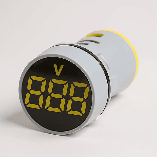 Yellow DC LED Voltage Meter Indicator (6–100V) – 22.5 mm