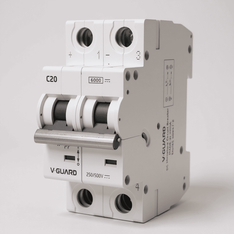 V-Guard 20A 2-Pole DC MCB – 500V Solar Application
