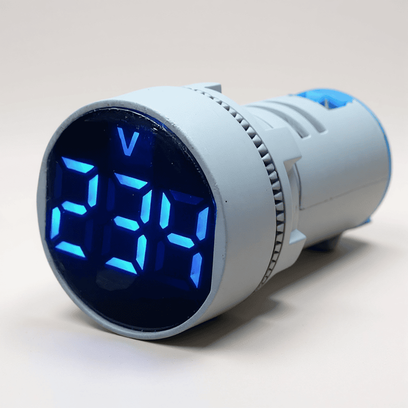 Blue DC LED Voltage Meter Indicator (6–100V) – 22.5 mm