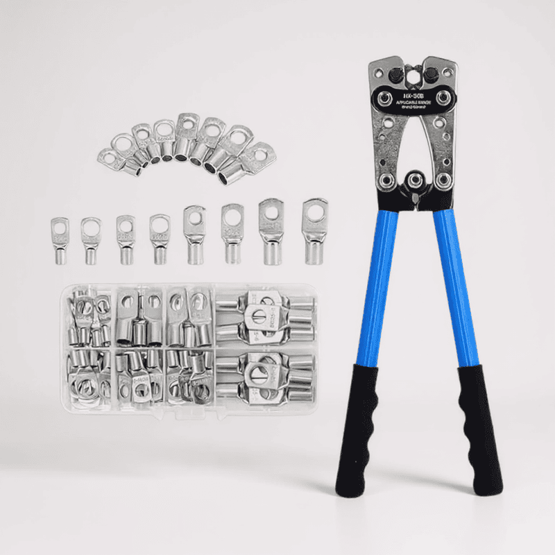 Cable Lug Crimping Tool for 6sq - 50sq mm lugs with 60 Pcs 6 Sizes Aluminum lugs- (6sqmm-50sqmm)10 each