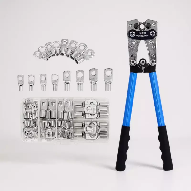 Cable Lug Crimping Tool for 6sq - 50sq mm lugs with 60 Pcs 6 Sizes Aluminum lugs- (6sqmm-50sqmm)10 each
