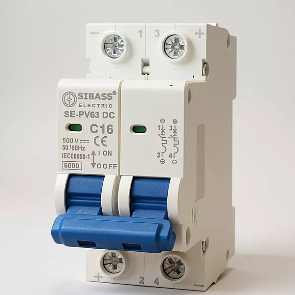 Sibass 16A 2-Pole DC MCB – 500V