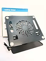 Adjustable Height Metal Laptop Cooling Pad Stand with RGB Cooling Fan, Non-Slip, High Load Capacity, Dark Grey