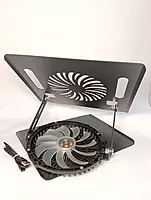 Adjustable Height Metal Laptop Cooling Pad Stand with RGB Cooling Fan, Non-Slip, High Load Capacity, Dark Grey