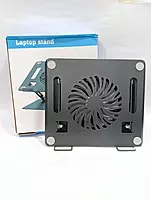 Adjustable Height Metal Laptop Cooling Pad Stand with RGB Cooling Fan, Non-Slip, High Load Capacity, Dark Grey