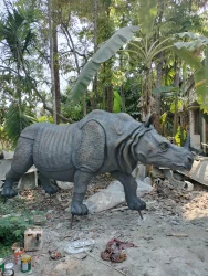 handcrafted rhino statue YS Art Kolkata