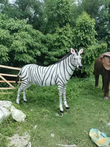 Handmade Fibre Zebra Sculpture with Weatherproof Finish