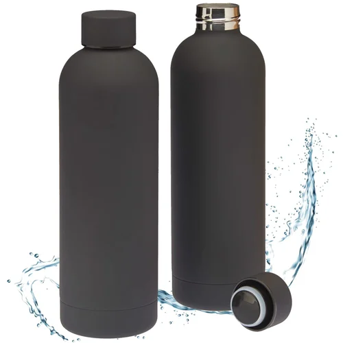 Rubber Coated Steel Flask - Black