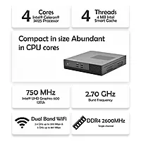 Intel J4125 Mini PC – Quad Core, Dual Display, Expandable RAM & Storage | SmartDeskPC