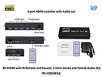 HDMI Switch 4x1 4K with Audio Output PS-HDS4X1A HDMI Switch 4x1 4K with Audio Output PS-HDS4X1A