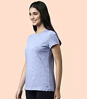 Enamor Short Sleeve Crew Neck Regular Length Pull On Basic Crew T-Shirt For Women - Slim Fit, Soft and Breathable Stretch Cotton - E247