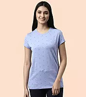 Enamor Short Sleeve Crew Neck Regular Length Pull On Basic Crew T-Shirt For Women - Slim Fit, Soft and Breathable Stretch Cotton - E247