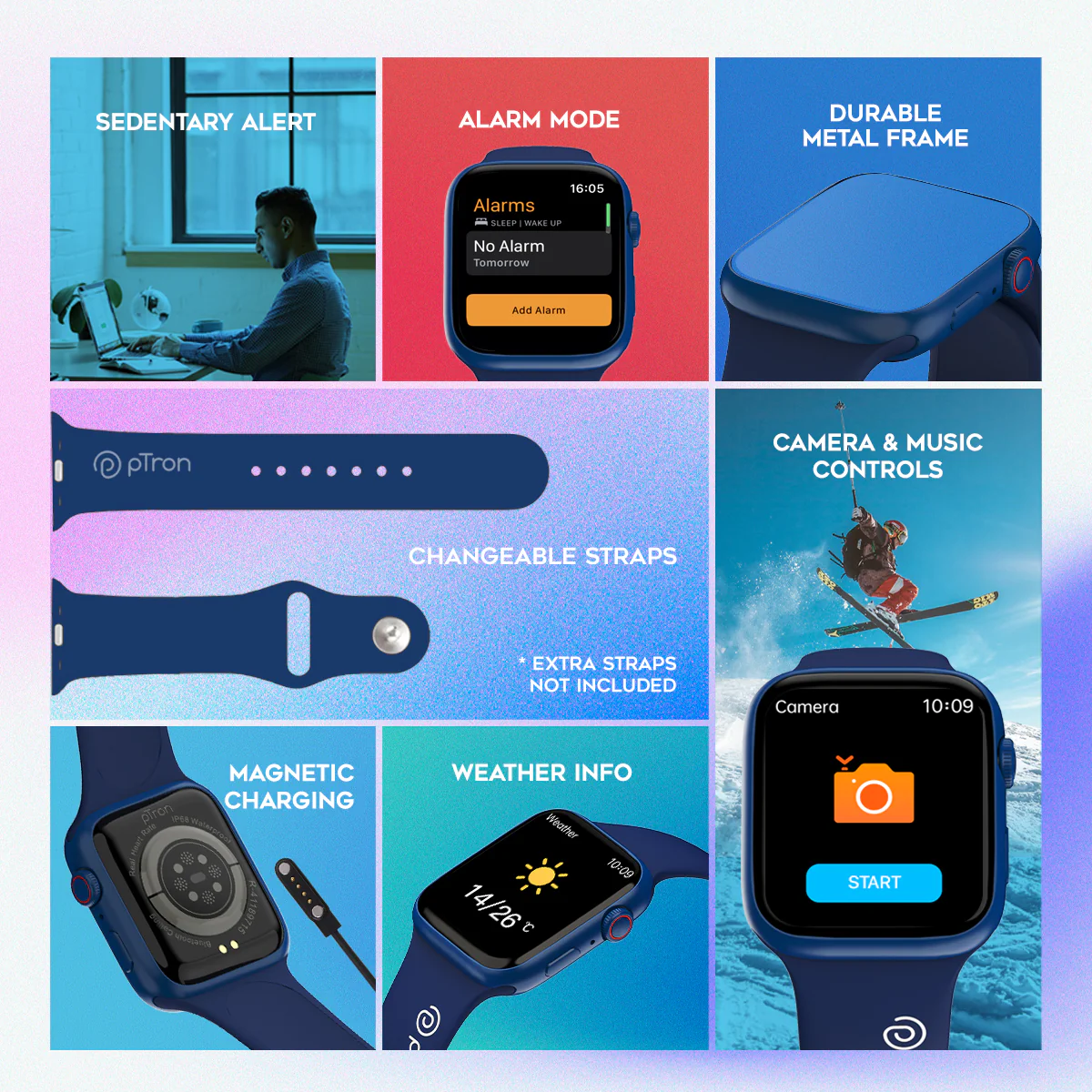 Ptron Pulsefit P61 Bluetooth Calling Fitness Smartwatch Ptron Pulsefit P61 Bluetooth Calling Fitness Smartwatch