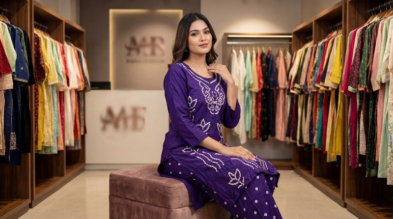 Kala Sanskruti All Over Blue Color Cotton Bandhani Women's Redy Pair (3XL) Elegant Traditional Cotton Redy Pair For Women Without Dupatta