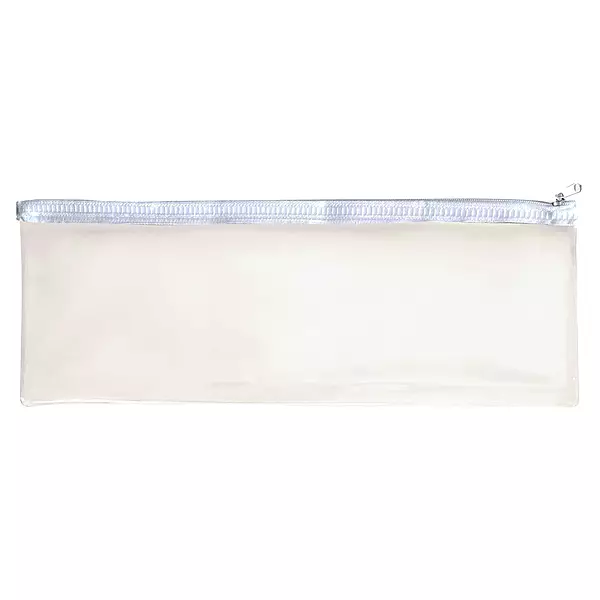 Janrax 13x5"" White Zip Clear Exam Pencil Case