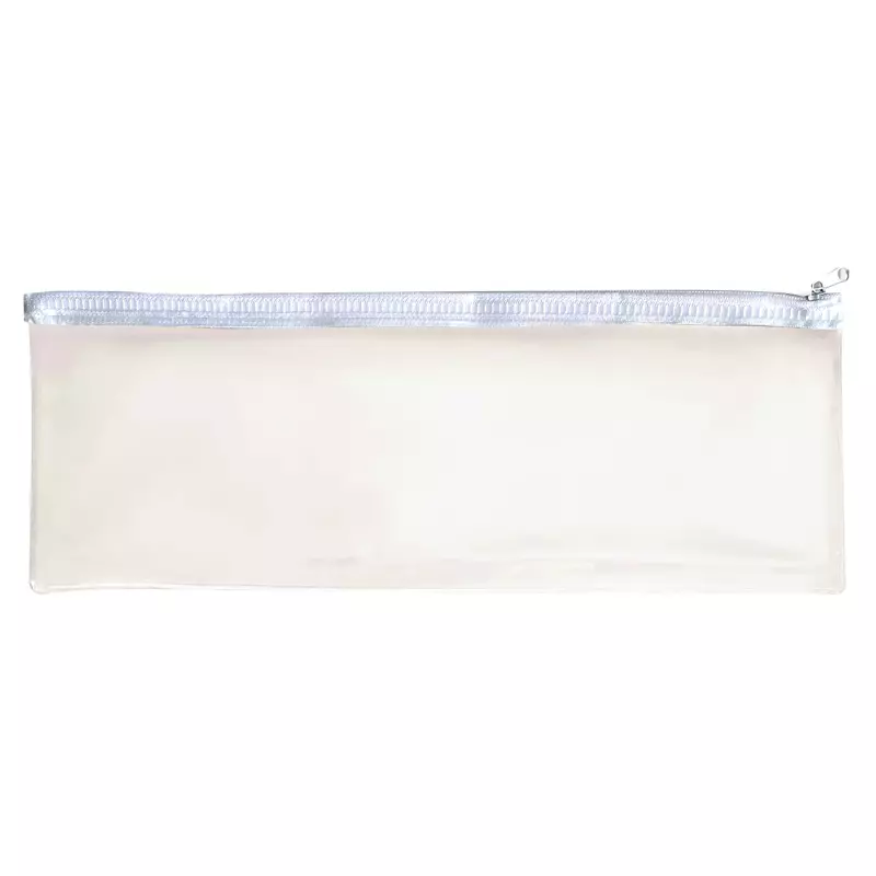 Janrax 13x5"" White Zip Clear Exam Pencil Case
