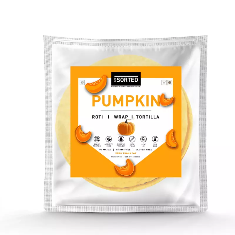 Pumpkin Roti (Pack Of 5) | 3.2 Gms Net Carbs