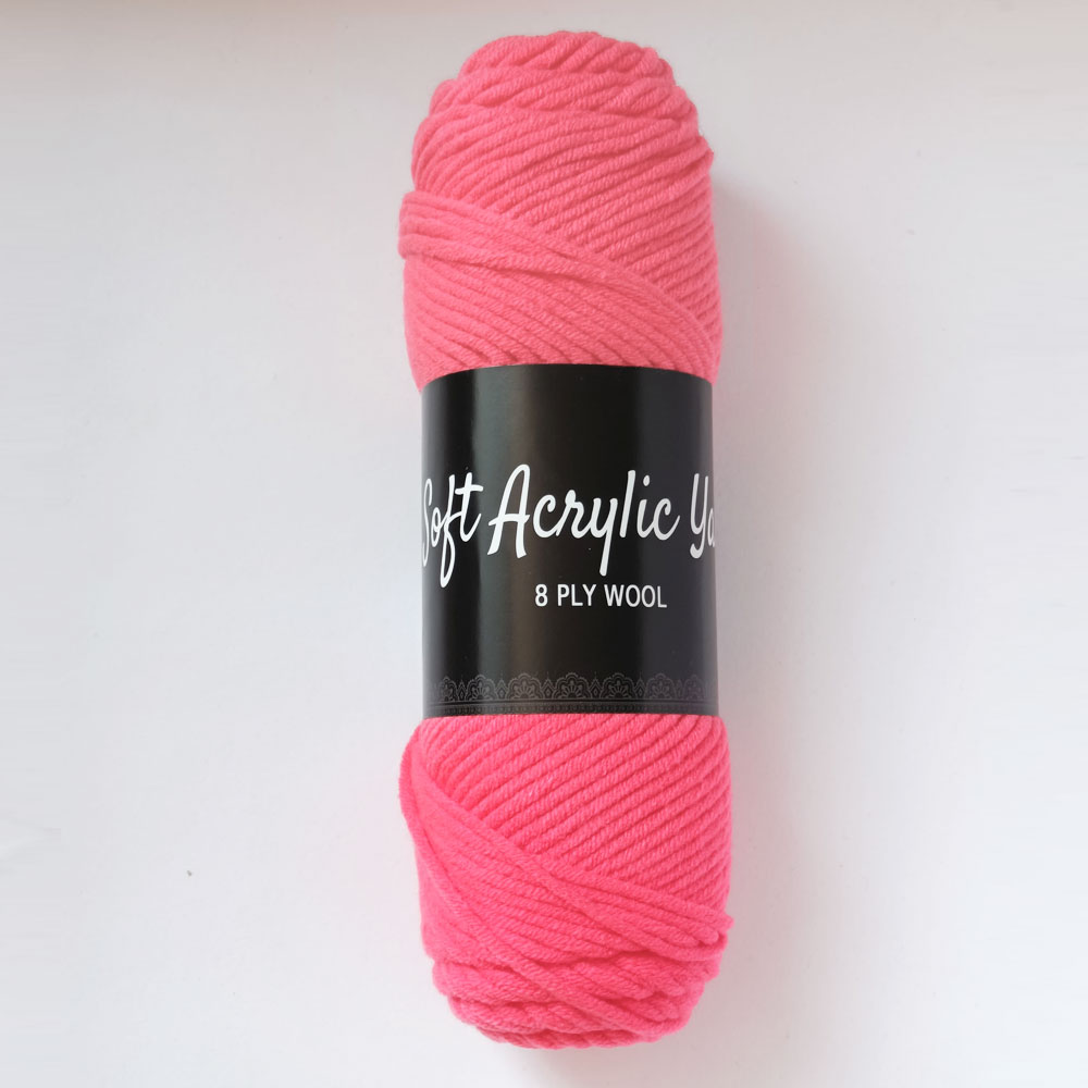Soft Acrylic Yarn 8 ply Punch Pink Soft Acrylic Yarn 8 ply Punch Pink
