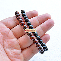 Ebony Wood & Red Sandalwood Punjabi Simrana β Spiritual Bracelet Set (1 Black & 1 Red)