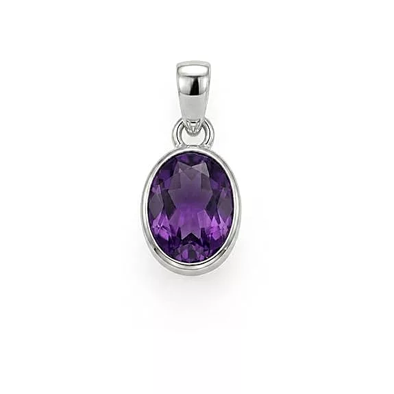 Sterling Silver Amethyst Gemstone Purple Pendant
