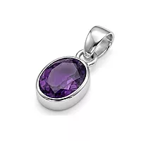 Sterling Silver Amethyst Gemstone Purple Pendant