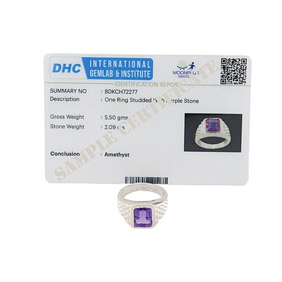 Pure Silver Amethyst Stone Ring-Purple Pure Silver Amethyst Stone Ring-Purple