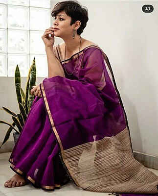 Bengal Handloom Purple colour Saree Bengal Handloom Purple colour Saree