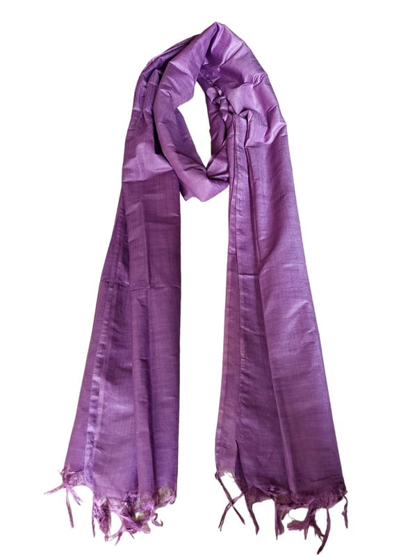 Purple Cotton Silk Solid Dupatta