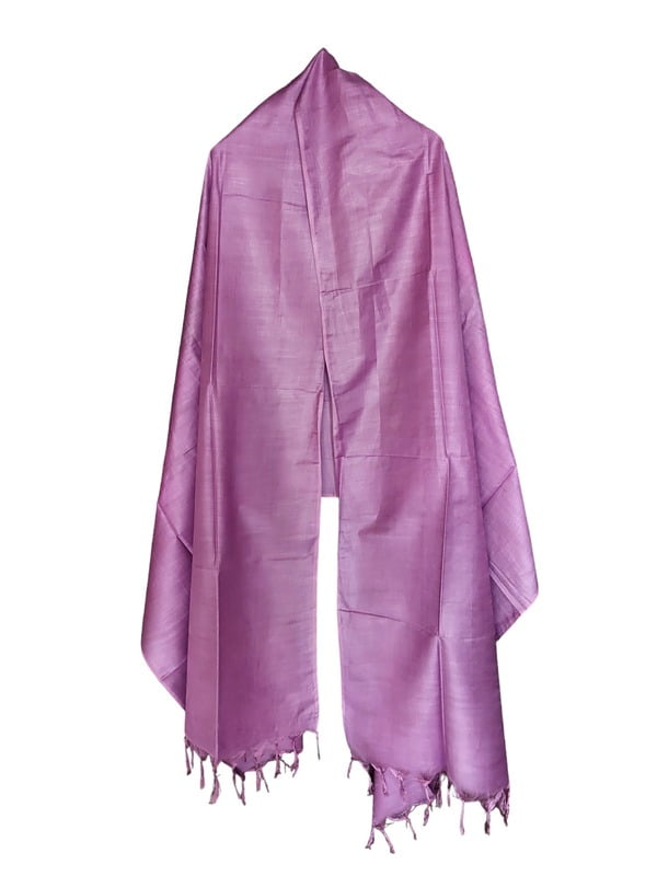 Purple Cotton Silk Solid Dupatta