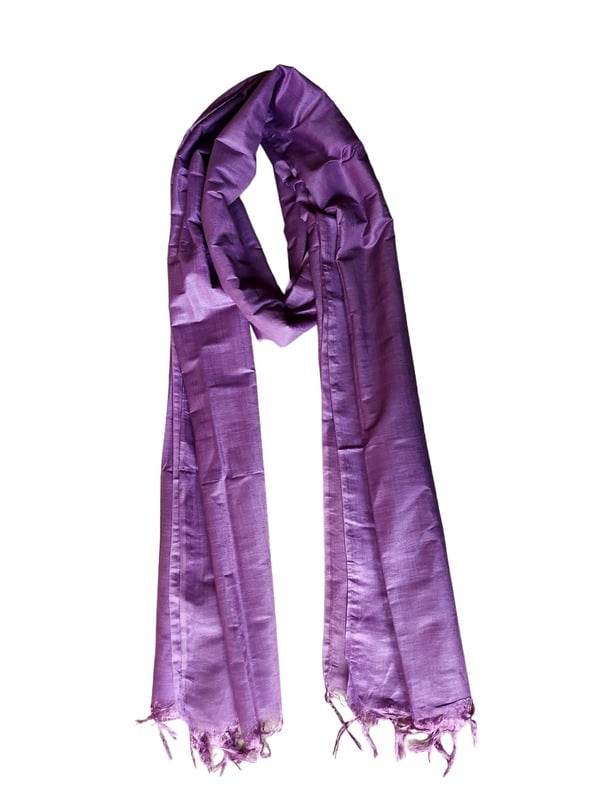Purple Cotton Silk Solid Dupatta