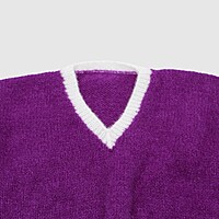 (4-5 Years) Baby Handknitted Woolen Full Sleeves Sweater, Purple and White Striped