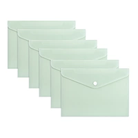 Pack of 12 A4 Light Pastel Green Soft Touch Plastic Document Wallets with Button Closure