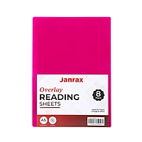 Pack of 8 A5 Plain Pink Dyslexia Overlay Reading Sheets â€“ PET Material, Rounded Corners