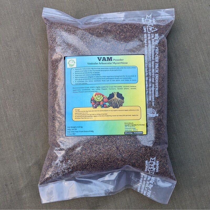500gms VAM (Vesicular Arbuscular Mycorrhiza) Root Growth Booster & Essential Fertilizer for all Plants | Soil Enhancer