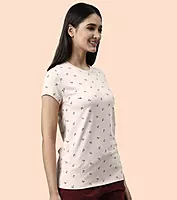 Enamor Short Sleeve Crew Neck Regular Length Pull On Basic Crew T-Shirt For Women - Slim Fit, Soft and Breathable Stretch Cotton - E247