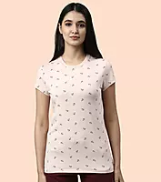 Enamor Short Sleeve Crew Neck Regular Length Pull On Basic Crew T-Shirt For Women - Slim Fit, Soft and Breathable Stretch Cotton - E247