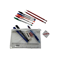 Stationery Filled White Zip 8x5"" Pencil Case