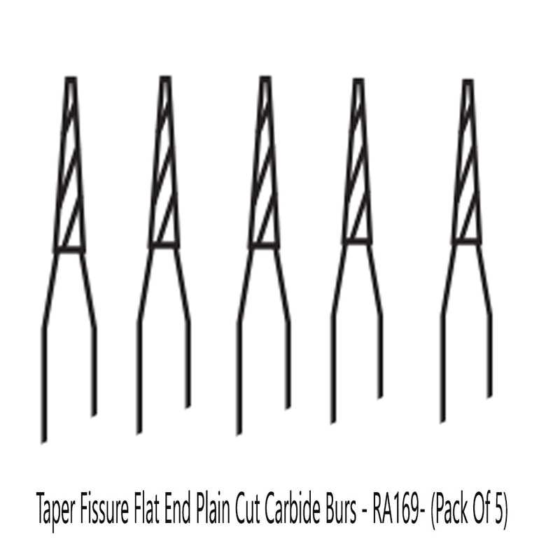 Pivo Taper Fissure Flat End Plain Cut Carbide Bur RA-169 – Pack of 5